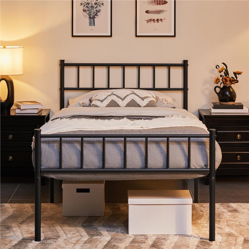 Costoffs Struttura Letto Moderno in Metallo con Testiera e Pediera con Spazio di Archiviazione per Appartamento Camera da Letto