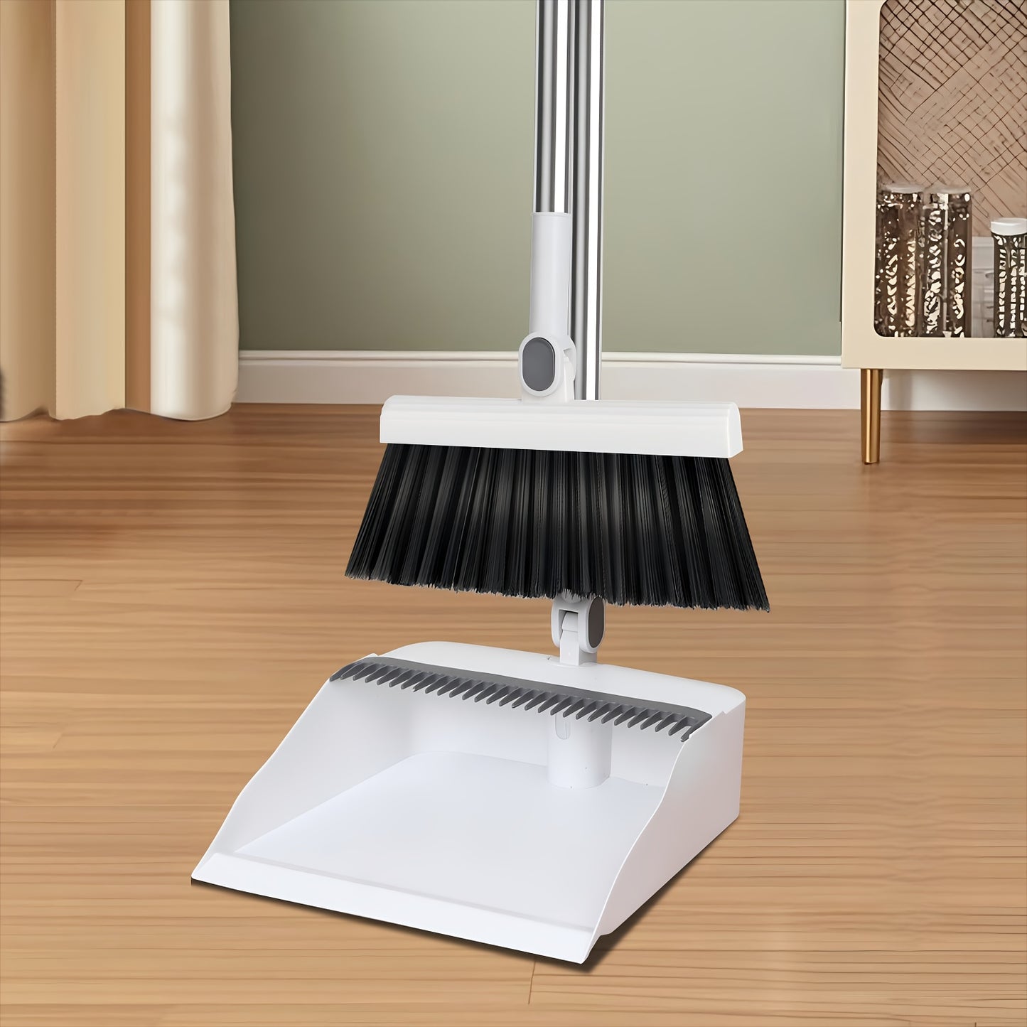 Set Scopa per la Casa, Set Scopa a Manico Lungo e Paletta per la Pulizia dei Pavimenti, Scopa e Paletta Girevoli con Pettine, Utilizzato per Rimuovere Polvere e Spazzatura, Adatto per Case, Cucine, Stanze, Uffici, Strumenti di Pulizia e Forniture per il R