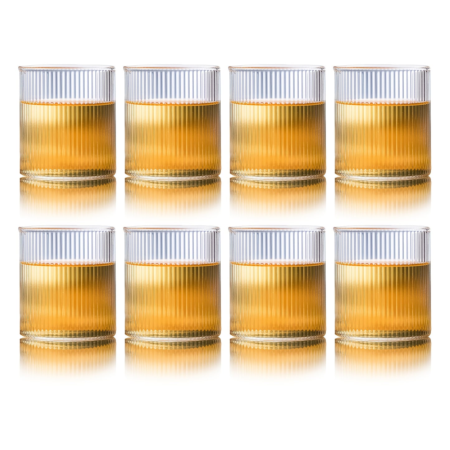 Magazzino Locale, 8pz Bicchieri in Vetro con Design a Righe Verticali Giapponesi, Realizzati in Vetro Borosilicato, Adatti per Bevande Calde e Fredde, Lavabili in Lavastoviglie, 350ml/12oz, Ideali per Whisky, Cocktail, Caffè, Tè, Succo e Bevande Fredde. P