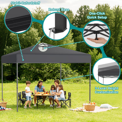 Gazebo Pieghevole 3X6 per Giardino, Gazebo Pieghevole, Baldacchino Pop-Up, Altezza Regolabile 2.4M - 2.6M Tenda da Festa Tenda da Giardino per Feste in Giardino Matrimoni all'Aperto, Stabile Senza Tessuto di Supporto