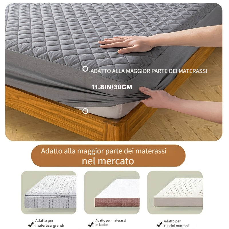 Coprimaterasso Impermeabile - Protezione per Materasso Trapuntato Tinta Unita Lavabile in Lavatrice con Angoli Profondi (Morbidissimo e Confortevole). Utilizzabile Come Lenzuolo Separato. Ideale per Camere da Letto, Dormitori e Hotel. Protegge i Lenzuola