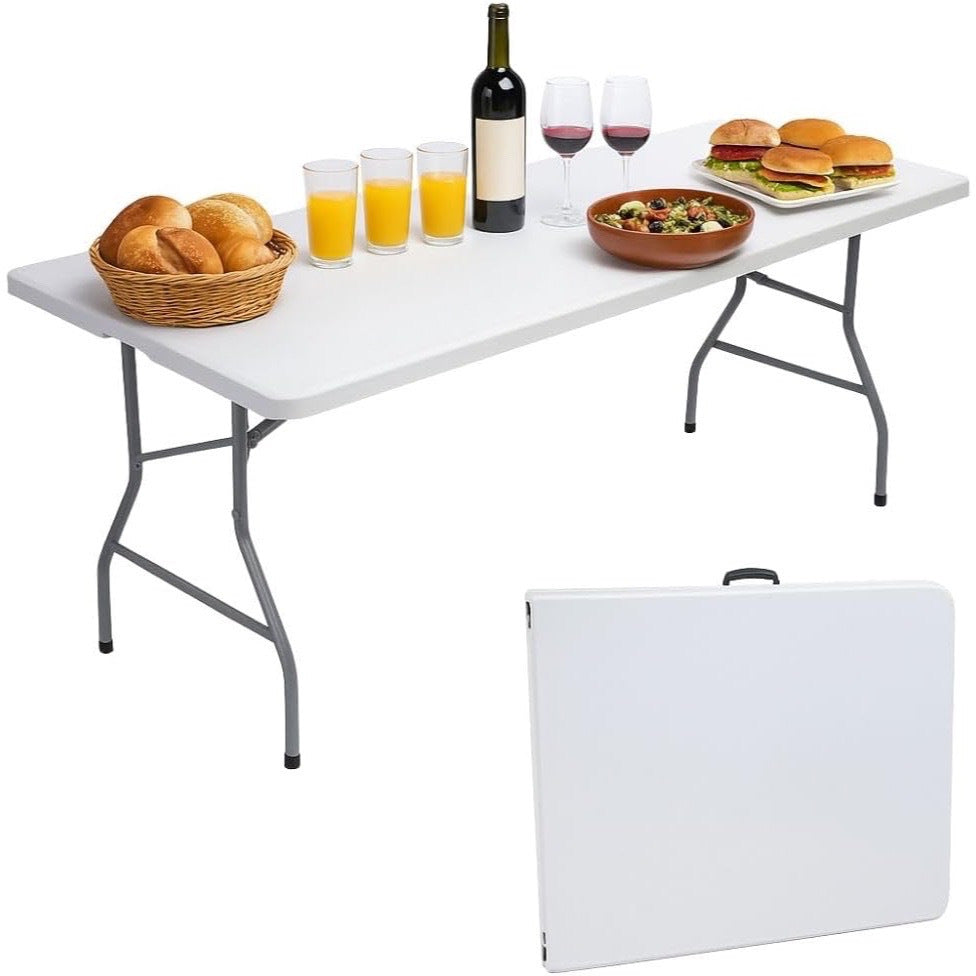 Cecaro Group Tavolo Pieghevole Estensibile 180 cm – Bianco | Portata 120 kg | Maniglia Integrata | Chiusura Sicura con Blocco di Sicurezza