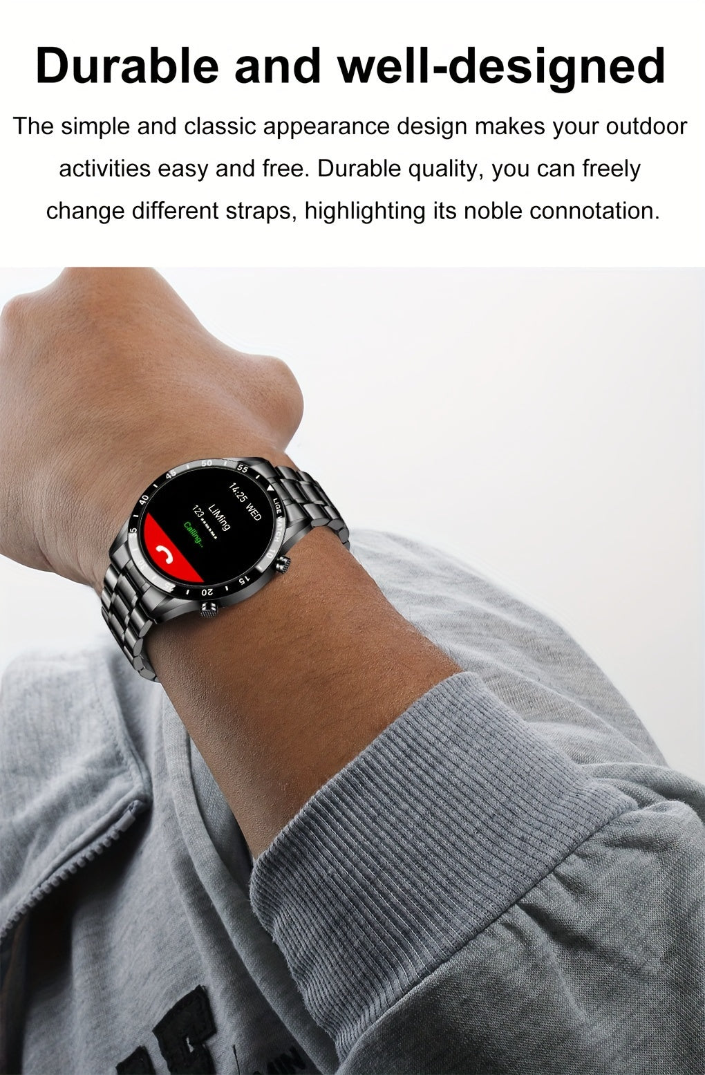 Orologio Intelligente LIGE con Schermo Touch Completo da 3,53 cm. Funzione di Controllo Musicale/Avviso Informazioni Chiamate/Conteggio Calorie. Orologi da Polso Sportivi Multifunzionali per Esterni per Android e iPhone. Adatto per Regali a Uomini