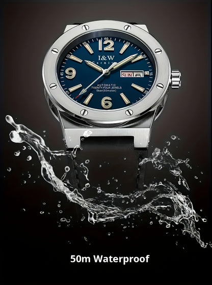 [I&W Carnival] Orologio Sportivo Meccanico da Uomo, Luminoso e Impermeabile con Vetro Finto Zaffiro, Regalo Ideale per le Vacanze