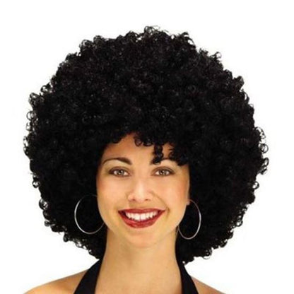 Parrucca Afro Nera Riccia per Feste degli Anni '70 e '80 per il Capodanno