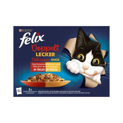 FELIX As Good as It Looks Double Delicious Miscela di Carni, Cibo Umido per Gatti in Gelatina