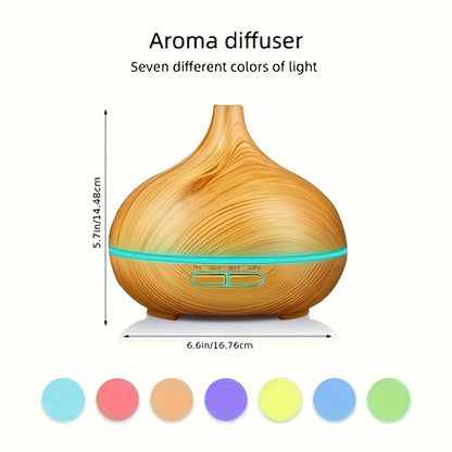 Diffusore e umidificatore per oli essenziali con effetto legno da 550ML - Telecomando, spegnimento automatico, tecnologia Soundwave, nebbia fredda, alimentazione USB per casa, ufficio e camera da letto