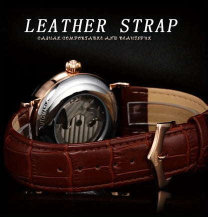 [[KINYUED] Orologio da uomo a doppia faccia con design traforato e due indicatori dell'ora, un orologio alla moda e un'idea regalo perfetta, senza batteria