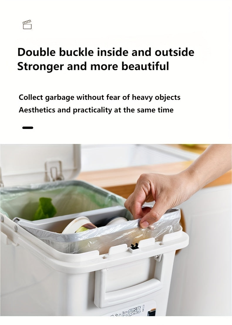 Pattumiera stretta da cucina da 32L con coperchio, raccolta differenziata con divisorio o doppi contenitori interni, a pedale per separazione di rifiuti asciutti e umidi, contenitore per rifiuti in plastica salvaspazio per cucina e bagno