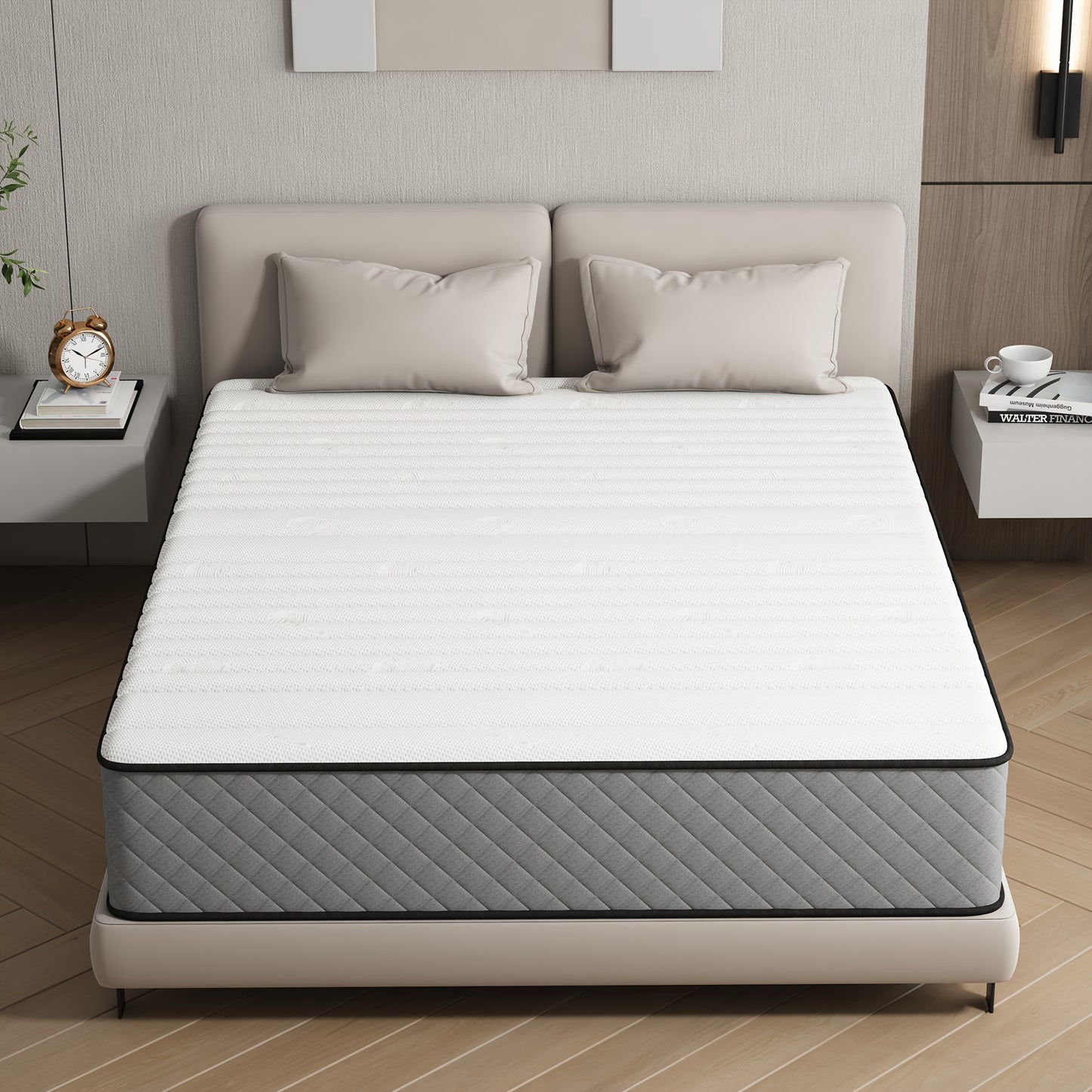 Materasso 7 Zone Livello di Firmezza H3 Altezza 25Cm/21Cm Materasso a Sfere con Memory Foam, Traspirante ed Ergonomico, Nucleo a Molla