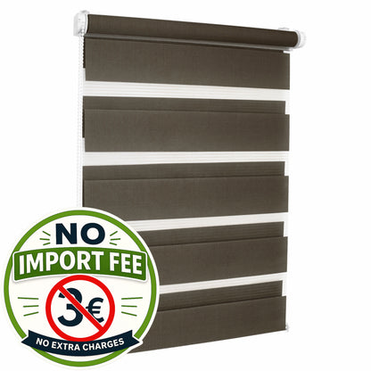 Rullo Giorno e Notte - MARRONE - 32 Misure - BOJANEK DAY & NIGHT - Non invasivo sulla finestra, installazione senza foratura, regolazione a catena, maniglie regolabili per diverse spessori di finestra, design moderno, protezione da luce e privacy, ideale