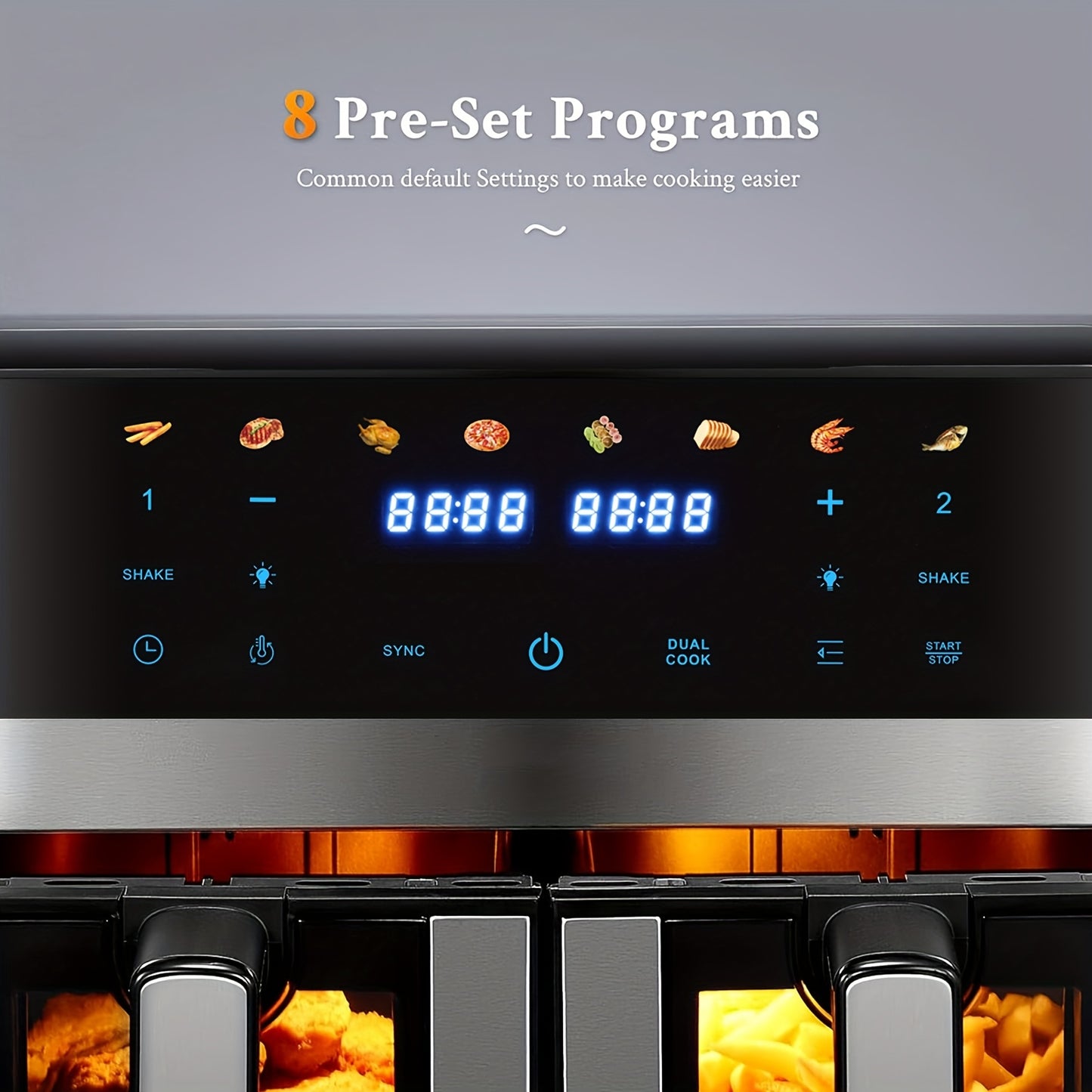 Friggitrice ad Aria Doppia da 9L con Finestra Visiva, 8 Preimpostazioni di Cottura, Touch Screen, Display LED, Friggitrice Digitale a Doppia Zona con Ricettario, Timer e Controllo della Temperatura, Antiaderente