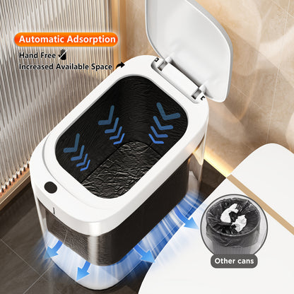 Pattumiera da 1 pezzo da 10 litri con sensore di movimento e 30 sacchetti per bagno, cestino automatico con coperchio, pattumiera sottile, cestino senza contatto, piccola pattumiera per bagno, camera da letto, ufficio, cucina, camper, ricaricabile, sacche