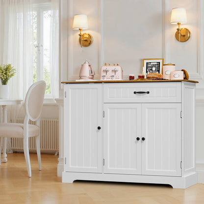 Mobiletto, Armadio da Cucina con Tre Ante e Un Cassetto, Offre Ampio Spazio di Stoccaggio, Adatto per Cucine, Sale da Pranzo, Soggiorni e Corridoi, 105X40X84.5Cm