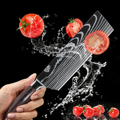 Set di 3 Coltelli Professionali, Set Coltelli da Chef in Acciaio Inossidabile ad Alto Contenuto di Carbonio, Set Coltelli da Cucina per BBQ, Regalo per Natale e Ringraziamento, Coltello Santoku Giapponese, Coltello da Macellaio, Coltello da Affettare e Ut