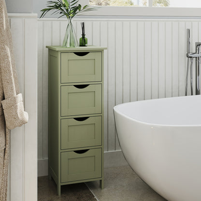 Armadio per il bagno moderno e indipendente con 4 cassetti, 30 x 30 x 82cm - Costruzione in legno duro, design contemporaneo, uso indipendente, ideale per l'organizzazione della casa e dell'ufficio, decorazione del bagno e accessori