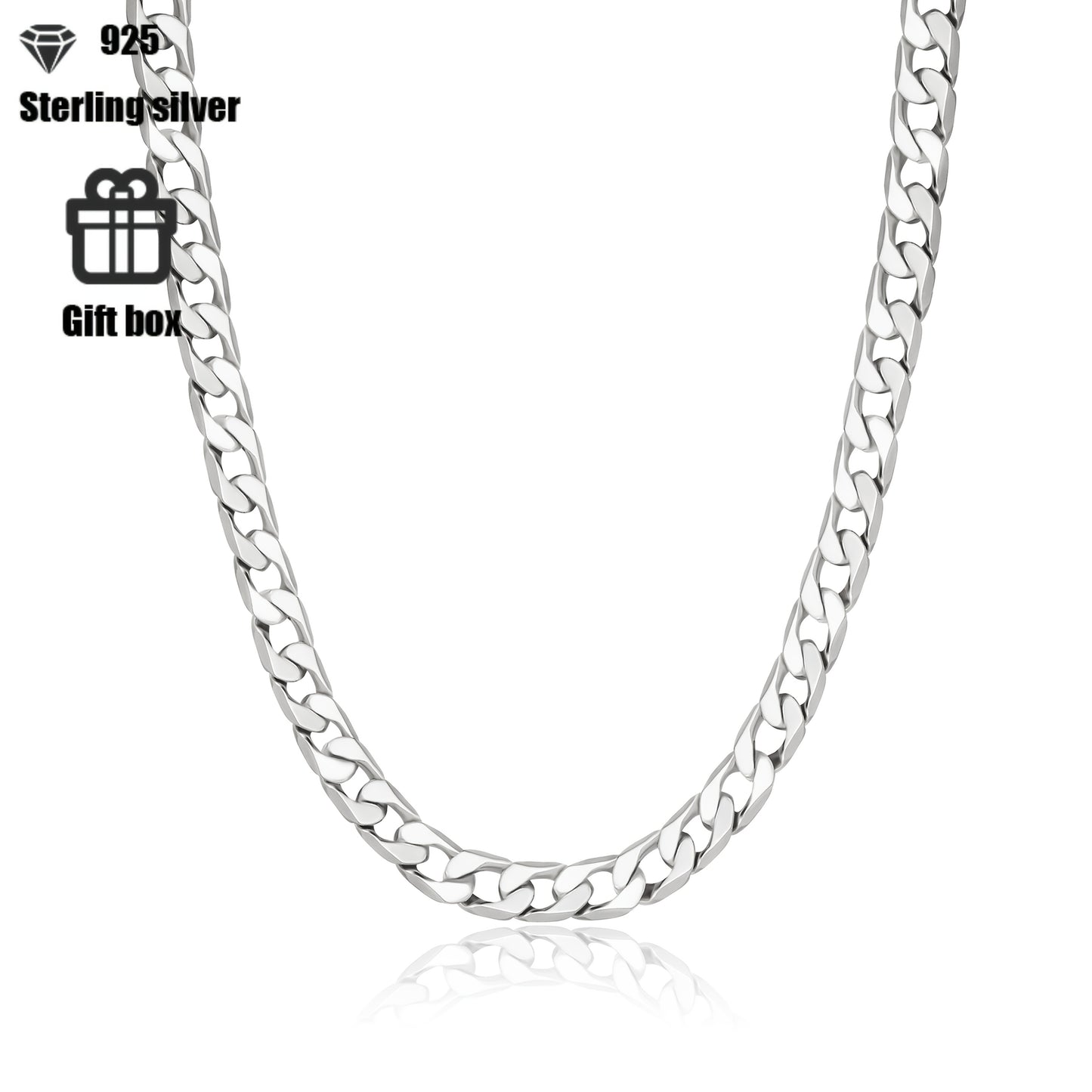 Collana catena cubana da 7 mm in argento sterling 925 adatta sia per uomini che per donne, stile punk hip-hop rock, adatta per abbigliamento casual e formale quotidiano, appassionati di moda di tendenza, Halloween, Natale, regali di compleanno, regali per