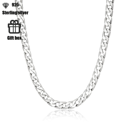 Collana catena cubana da 7 mm in argento sterling 925 adatta sia per uomini che per donne, stile punk hip-hop rock, adatta per abbigliamento casual e formale quotidiano, appassionati di moda di tendenza, Halloween, Natale, regali di compleanno, regali per