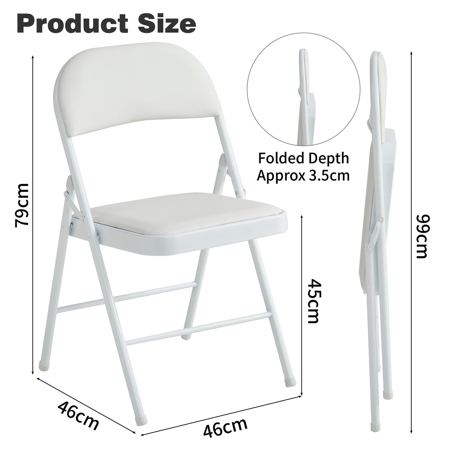 Set di 2 sedie pieghevoli MCC Direct, realizzate in pelle sintetica, con struttura in metallo e sedile imbottito, facili da piegare e conservare per casa, ufficio, sala da pranzo e ricevimento.