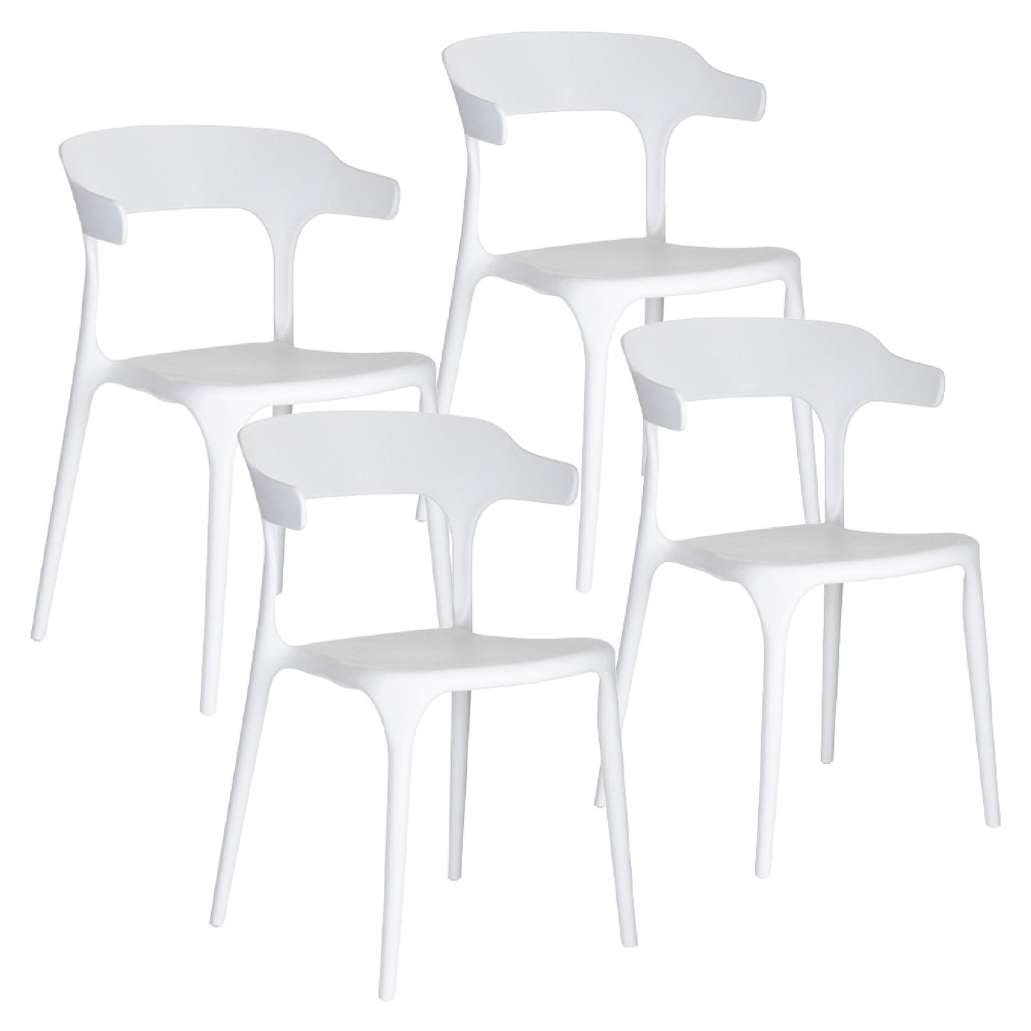 Baroni Home Set 4 Sedie in Plastica Bianca – Sedie Impilabili, Pronte all’Uso Senza Montaggio, Facili da Pulire, con Piedini Antiscivolo per Maggiore Stabilità – Ideali per Cucina, Soggiorno, Sala da Pranzo, Giardino, Terrazzo o Balcone – Sedute Comode e