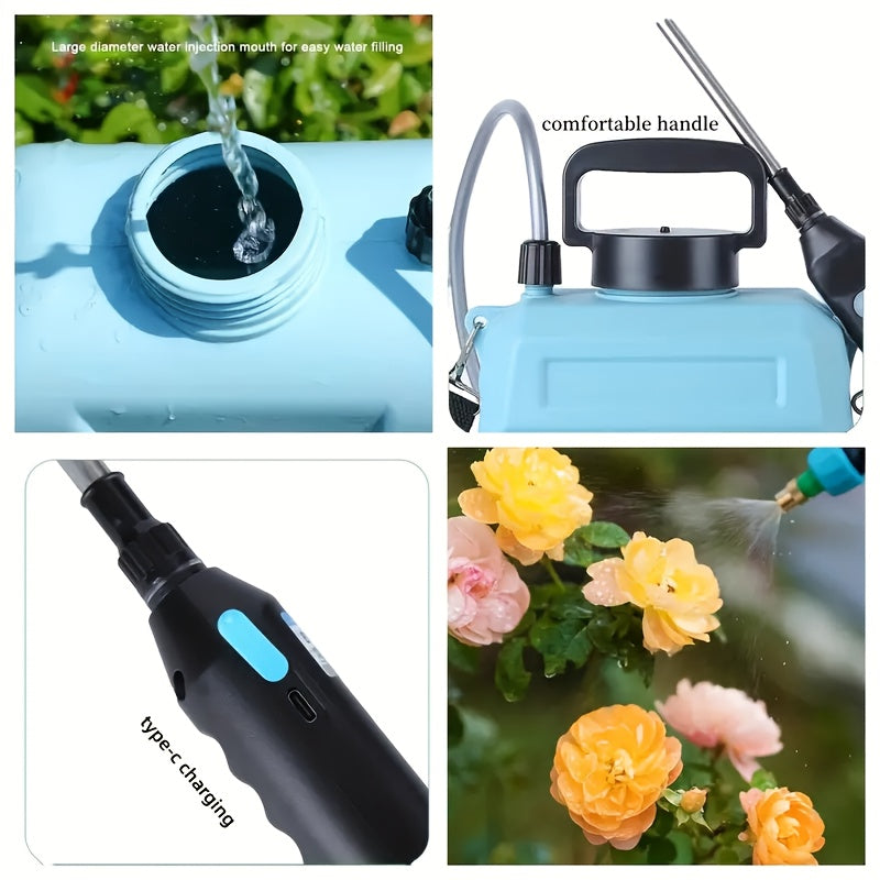 Spruzzatore Elettrico da 5L 1,32 Galloni con Annaffiatoio Elettrico Portatile Ricaricabile, Attrezzo Elettrico per Innaffiare il Giardino, Spruzzatore da Giardino con 3 Ugelli a Nebbia e Asta Estensibile, Adatto per Innaffiare Prati, Colture, Giardinaggio