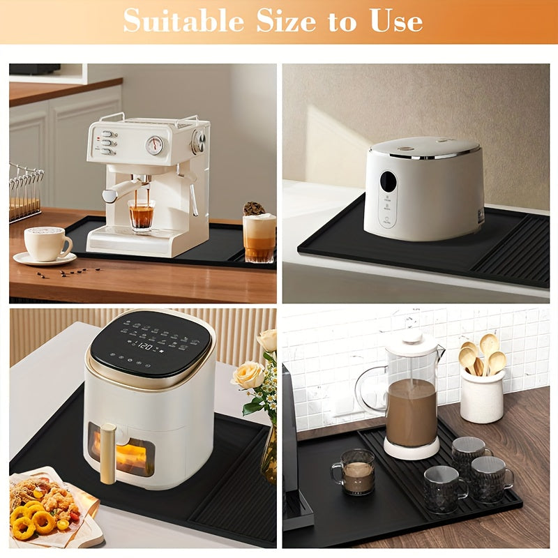 Tappetino da Caffè in Silicone 2-in-1 con Bordi Sollevati e Design Antiscivolo - Facile da Pulire, Durevole 59,94 cm X 40,13 cm Tappetino per Macchine da Caffè, Ideale per Uso Domestico e in Ufficio, Accessori per Bar Caffè, Regalo Perfetto per gli Amanti