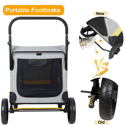 M/L/XL Passeggino Pieghevole per Cani di Taglia Piccola, Carrello Rotante per Animali Domestici a 4 Ruote per Cane e Gatto
