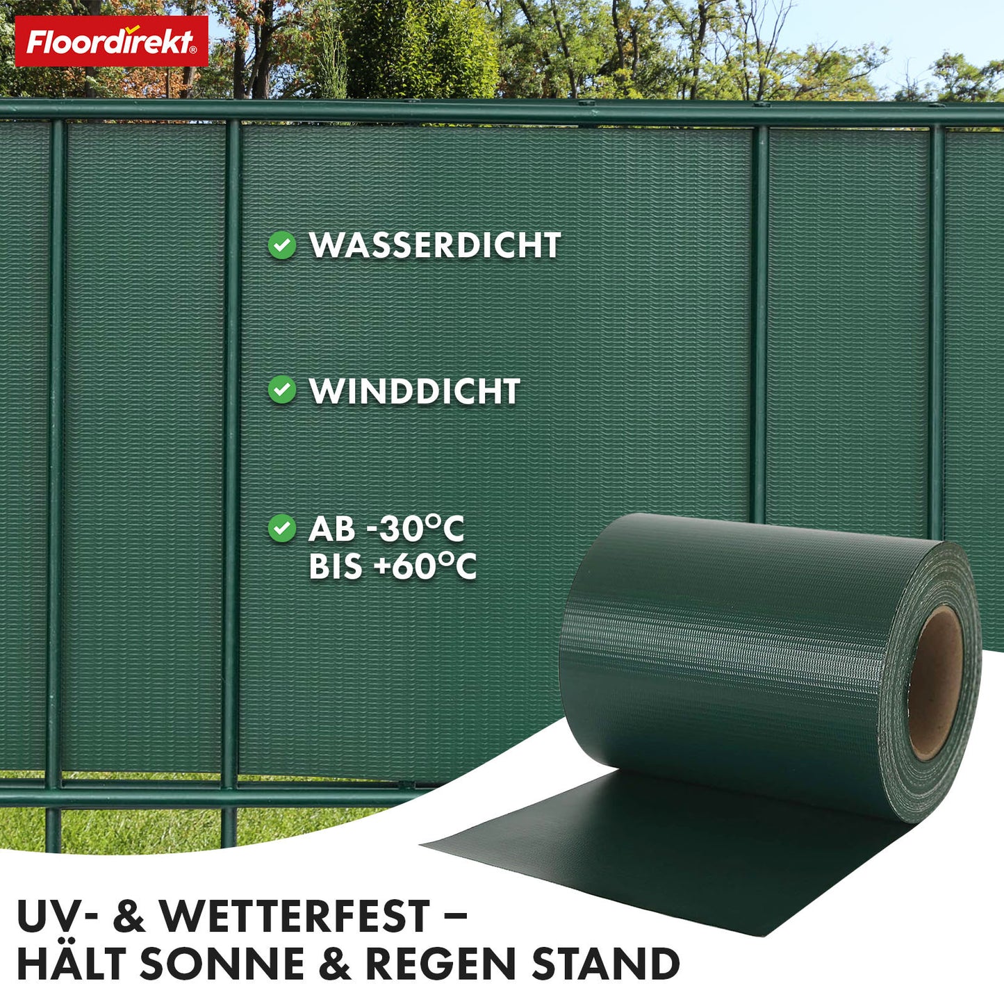 Striscia PVC per Privacy per Recinzione a Doppio Filo – Rotolo da 35m, Altezza 19cm, Include 20 Clip, Disponibile in 3 Colori e 4 Design