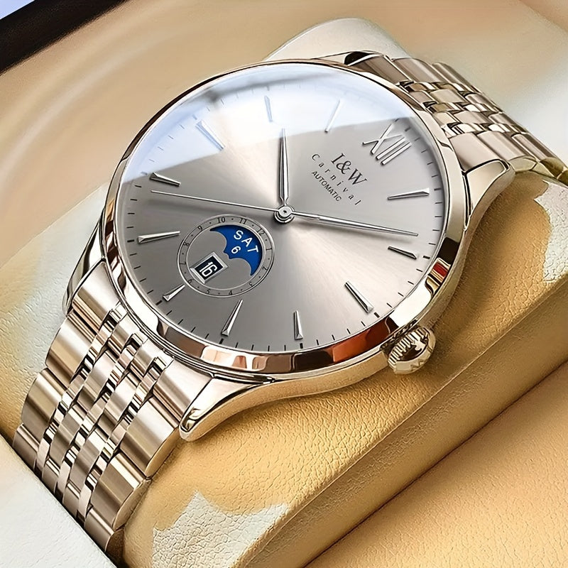 I&W Carnival High-End Brand Orologio Meccanico da Uomo in Acciaio Inossidabile con Mirino in Sapphire, Orologio Sportivo alla Moda da Uomo, Regali per le Vacanze, Senza Batteria
