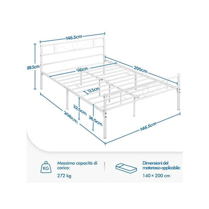 Costoffs Struttura Letto Stile Rustico Moderno in Metallo con Testiera Elegante e Pediera per Appartamento Camera da Letto Stanza degli Ospiti Studio