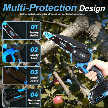 Motosega Elettrica Portatile a Litio, Piccola Motosega Multifunzionale per Uso Domestico, Ideale per Potatura di Rami e Legna in Cortili e Giardini, Regalo Perfetto per Uomini, Mariti e Padri, Opzionale