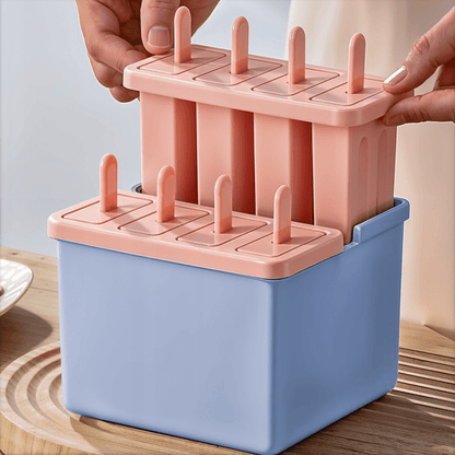Kuketo - Set Gelati 8 Pezzi per Casa - Set con Inserto e Bastoncini Riutilizzabili, Stampo per Fare Gelati, Sorbetti, Snack, per Congelare Succhi, Yogurt e Latte, con Coperture e Supporto, Materiale Sicuro, Facile Rimozione, Ideale per Bambini e Adulti, S