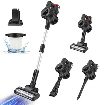 Aspirapolvere multifunzione senza sacco e senza fili, 1x o 2x batteria, aspirapolvere a bastone leggero, mocio senza fili, aspirapolvere con display a LED, autonomia, aspirapolvere verticale autoportante, aspirapolvere portatile leggero per la pulizia di