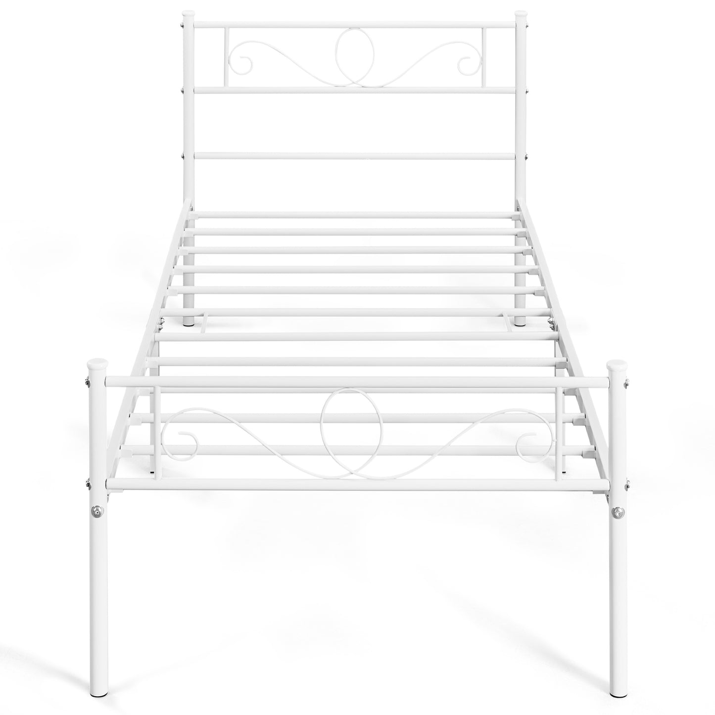 Costoffs Struttura Letto Stile Rustico Moderno in Metallo con Testiera Elegante e Pediera per Appartamento Camera da Letto Stanza degli Ospiti Studio