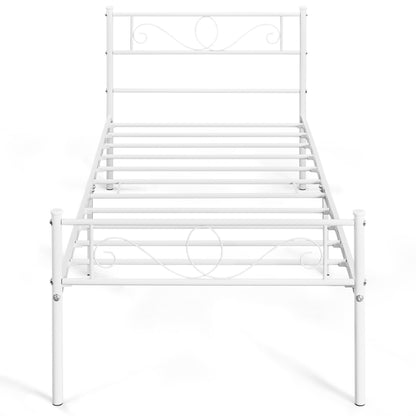 Costoffs Struttura Letto Stile Rustico Moderno in Metallo con Testiera Elegante e Pediera per Appartamento Camera da Letto Stanza degli Ospiti Studio