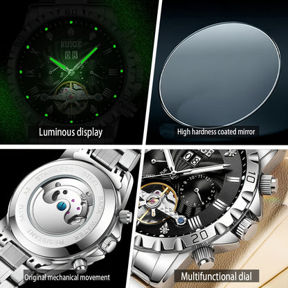 Orologio meccanico automatico di lusso da uomo con indicazione giorno e data, adatto per occasioni d'affari e casual, un regalo perfetto