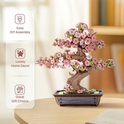 Rolife Puzzle 3D in Legno Modello Bonsai Sakura, Set Artigianale Decorazioni per la Casa Ornamenti Regali Creativi per e Adolescenti 14+