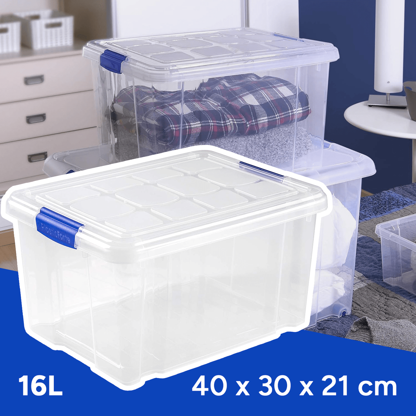 Scatola di Plastica per Organizzare Giocattoli, Libri, Documenti e Coperte - Chiusura Ermetica, Grande Capacità e Resistente - Dekohome