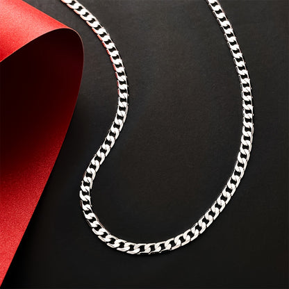 Magazzino Locale, Collana a Catena Cubana Argentata 925, Peso 15.5g/18.5g/20.6g, con Contenuto Argentato di 10g/12.3g/13.4g. Con un Design Elegante e Minimalista, Adatta per l'Uso Quotidiano, Include una Confezione Regalo di Lusso.