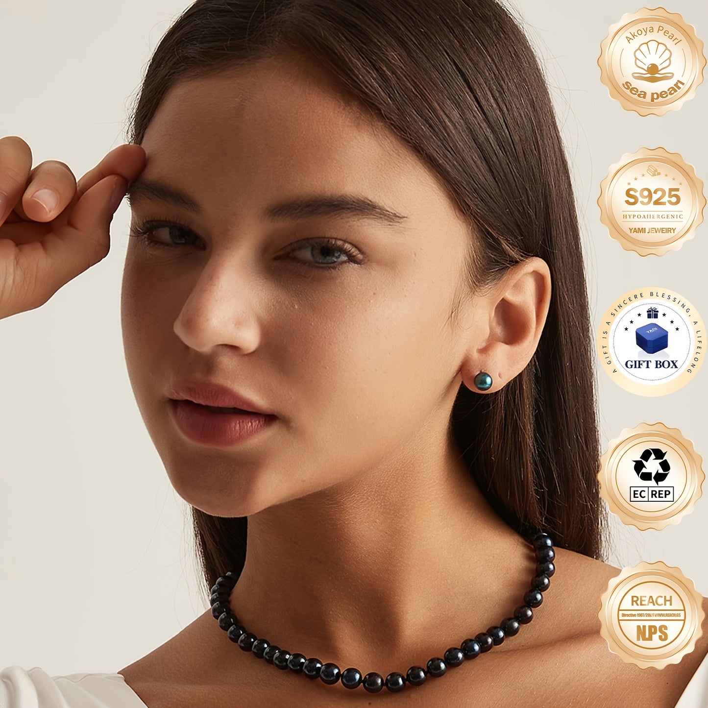Orecchini rotondi neri in perle di mare coltivate in acqua salata, argento sterling S925, per mamma, fidanzata, amante, il miglior regalo per tutte le feste