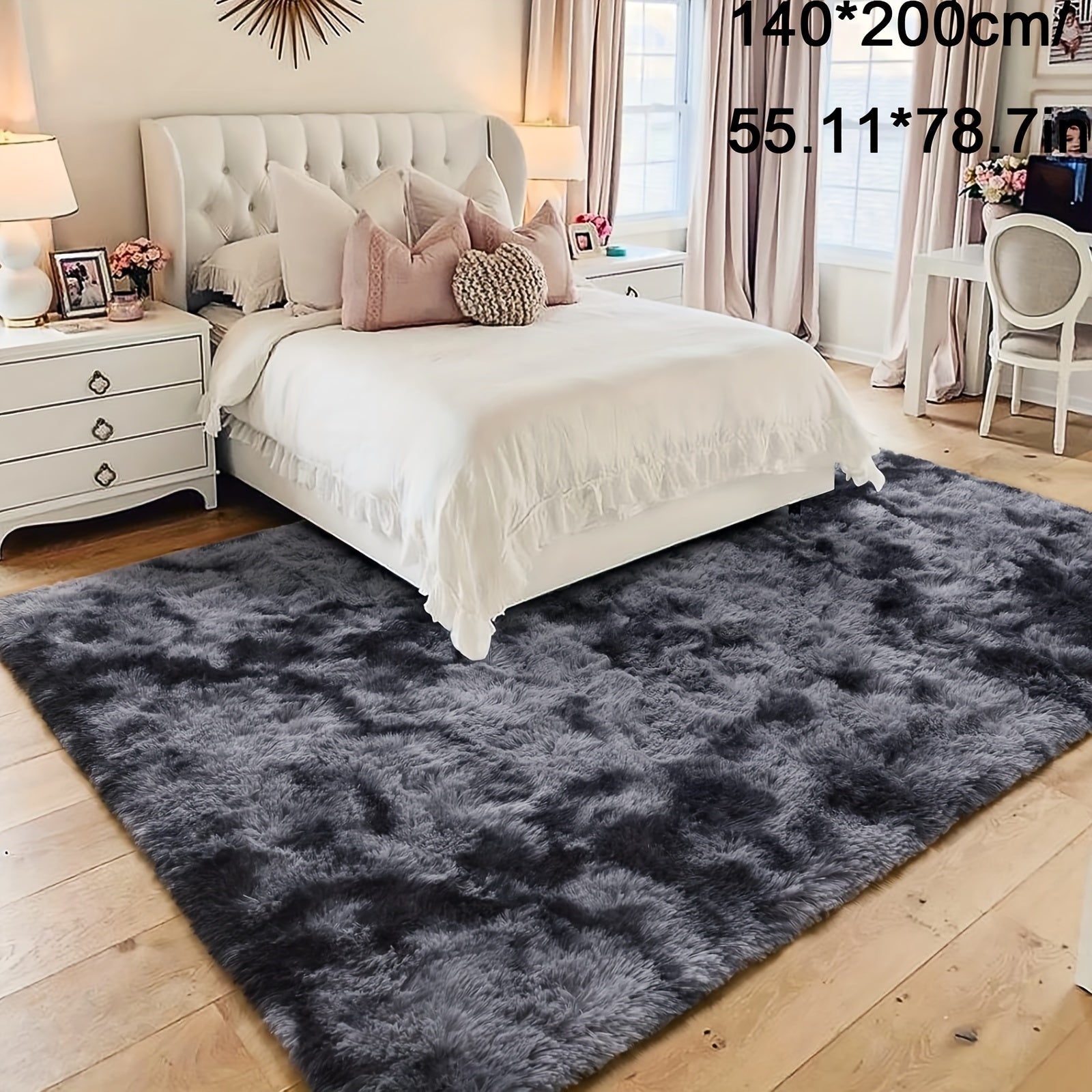 1 tappeto morbido in peluche, tappetino antiscivolo in peluche, tappetino da comodino in peluche, tappeto tie dye per soggiorno, decorazione casa, tappetino per dormire animali domestici, tappeto per camera e salotto, ideale per decorazioni di Natale e Ha
