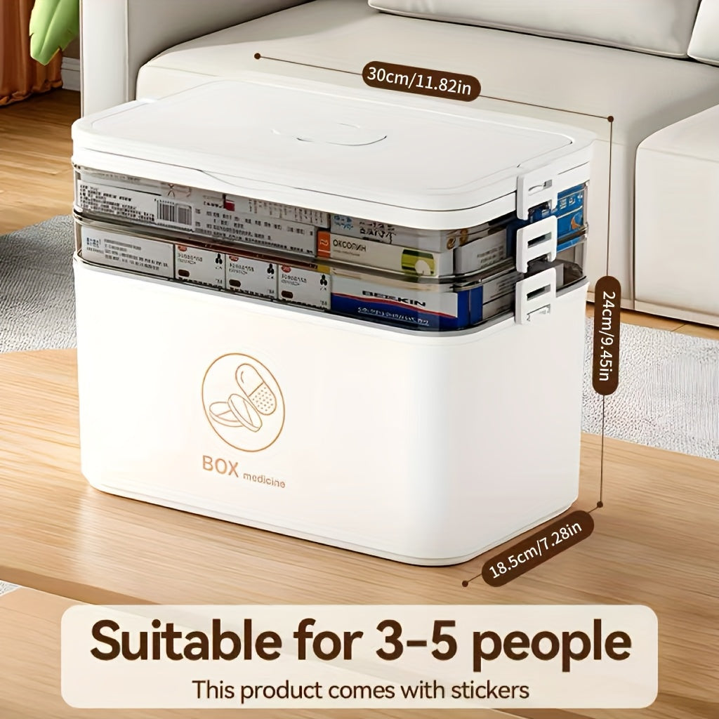Portapillole a strati con coperchio a ribalta, organizer per medicamenti e bagno, chiusura a scatto sicura, plastica resistente, portatile per camera da letto/bagno/scrittoio, regalo perfetto per forniture per la salute domestica