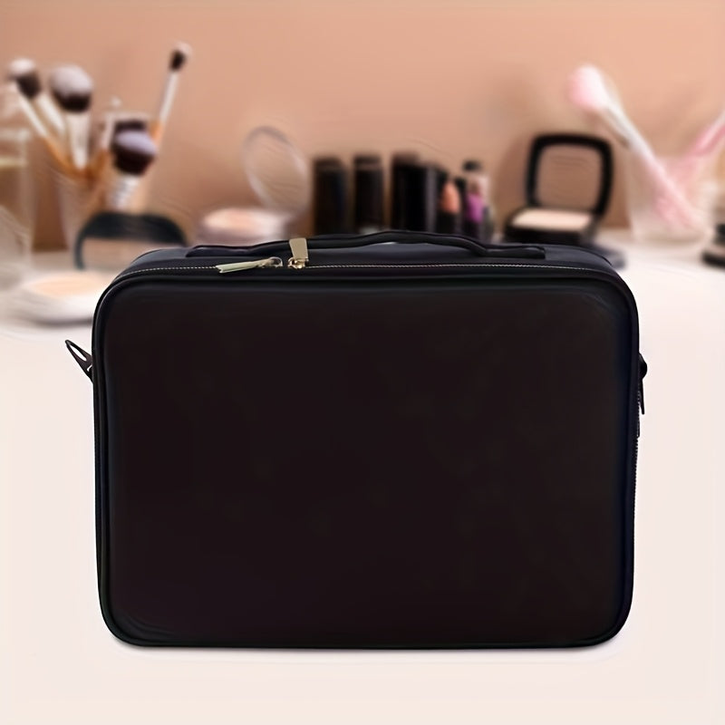 Questo trousse extra-large è disponibile in rosa e nero, con specchio e spazio generoso per il trucco. Il suo design elegante lo rende ideale sia per truccatori professionisti che per l'uso personale.