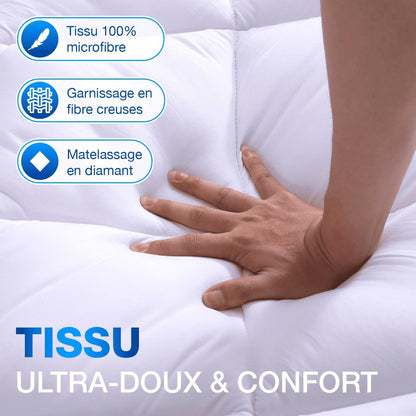 CATAVANA - Topper per Materasso Comfort - Varie Misure (80 X 200 Cm/ 90 X 200 Cm/ 140 X 190 Cm/ 140 X 200 Cm/ 160 X 200 Cm/ 180 X 200 Cm) - Microfibra Traspirante e di Alta Gamma - Imbottitura 800 G - Antiscivolo con Elastici - Ideale per 1 Persona/ 2 Per