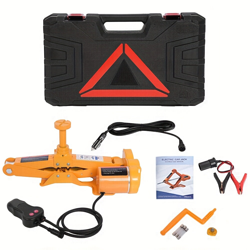 Cric a forbice da 3 tonnellate elettrico per auto, kit da 12V CC, kit di attrezzi per martinetto per pneumatici, martinetto a carrello con sollevamento manuale a risparmio di fatica per auto, SUV, furgone, riparazione e cambio pneumatici, kit di emergenza