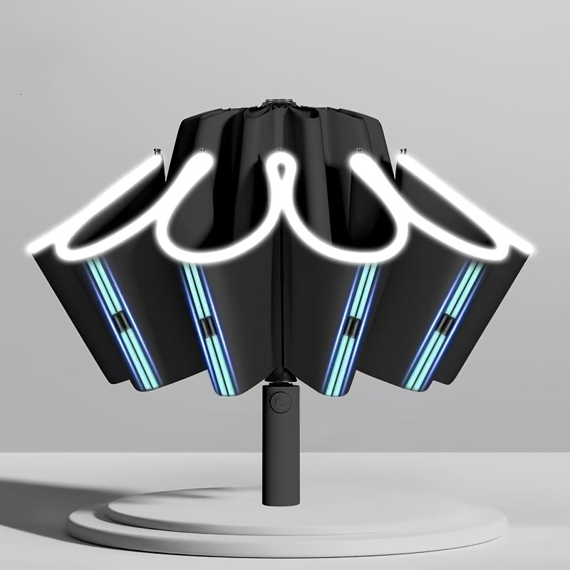 Ombrello Automatico Compatto da Viaggio a Doppia Apertura con 10 Stecche, Ombrello Resistente, Ombrello Auto Rinforzato e Ingrandito, Ombrello di Protezione da Viaggio con Barra di Sicurezza, Design Alla Moda in Diversi Colori, Ombrello di Alta Gamma Adat