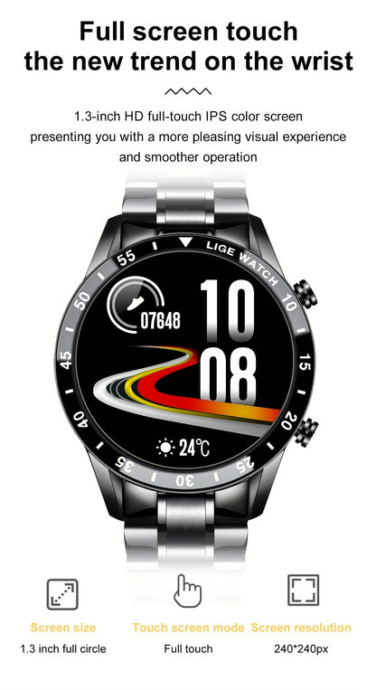 Orologio Intelligente LIGE con Schermo Touch Completo da 3,53 cm. Funzione di Controllo Musicale/Avviso Informazioni Chiamate/Conteggio Calorie. Orologi da Polso Sportivi Multifunzionali per Esterni per Android e iPhone. Adatto per Regali a Uomini