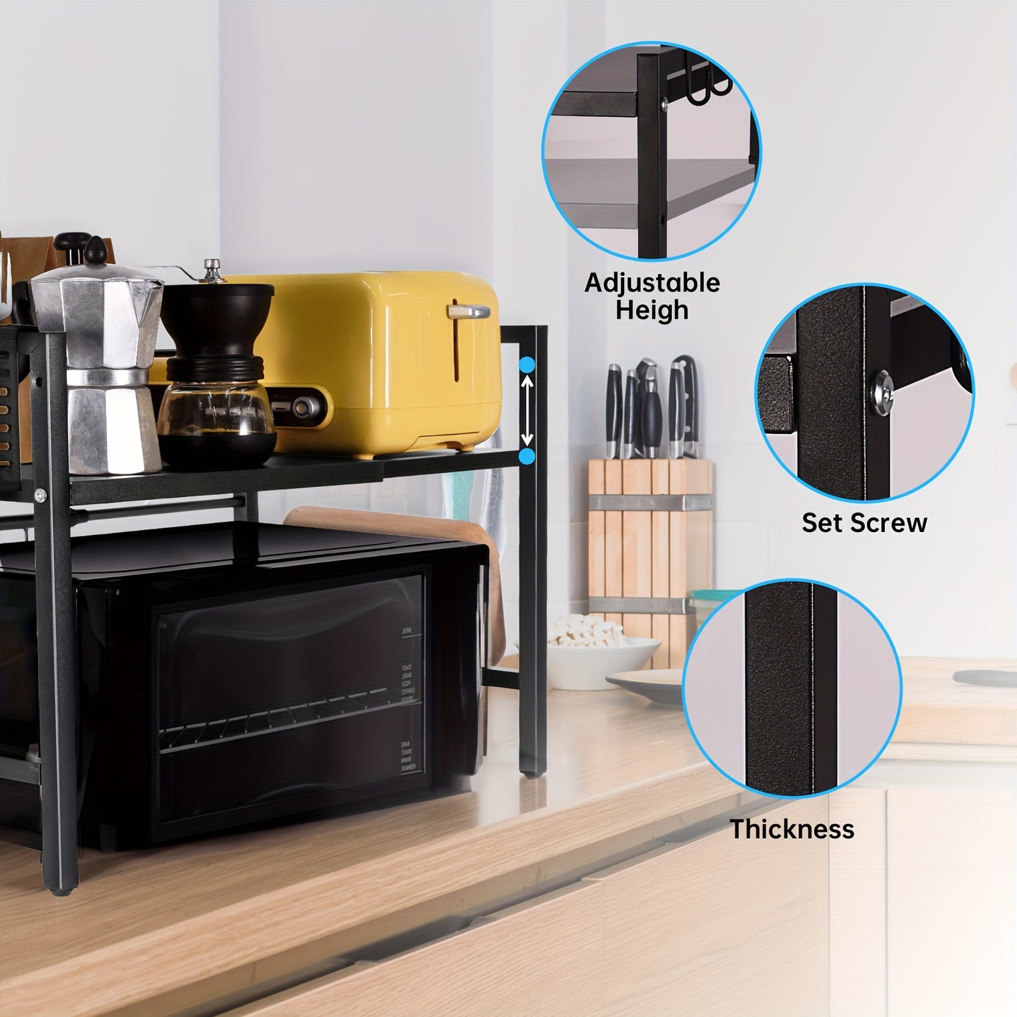 1pc Scaffale Di Stoccaggio Multifunzionale, Scaffale Di Cottura Di Riso Estensibile Per Cucina, Scaffale Per Forno A Microonde, Scaffale Di Stoccaggio Per Friggitrice Ad Aria, Scaffale Di Stoccaggio Per Utensili, Accessori Per Cucina, Bagno, Camera Da Let