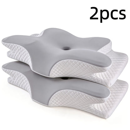 2 cuscini a farfalla con memory foam, cuscino cervicale, sonno profondo confortevole, tessuto traspirante e morbido, design di fascia alta che tiene conto sia del sonno sulla schiena che sul fianco, 60*40*12 cm, regali per famiglia e amici, magazzino loca