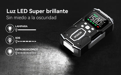 Avviatore di emergenza per auto 12000A con compressore d'aria, booster batteria 12V per tutti i motori a benzina/diesel da 10L, gonfiatore portatile per pneumatici con display LCD, luce LED QC3.0, per SUV, camion, moto con custodia